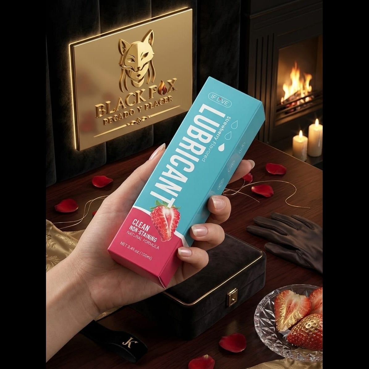 Lubricante íntimo sabor fresa 100 ml — Black Fox
