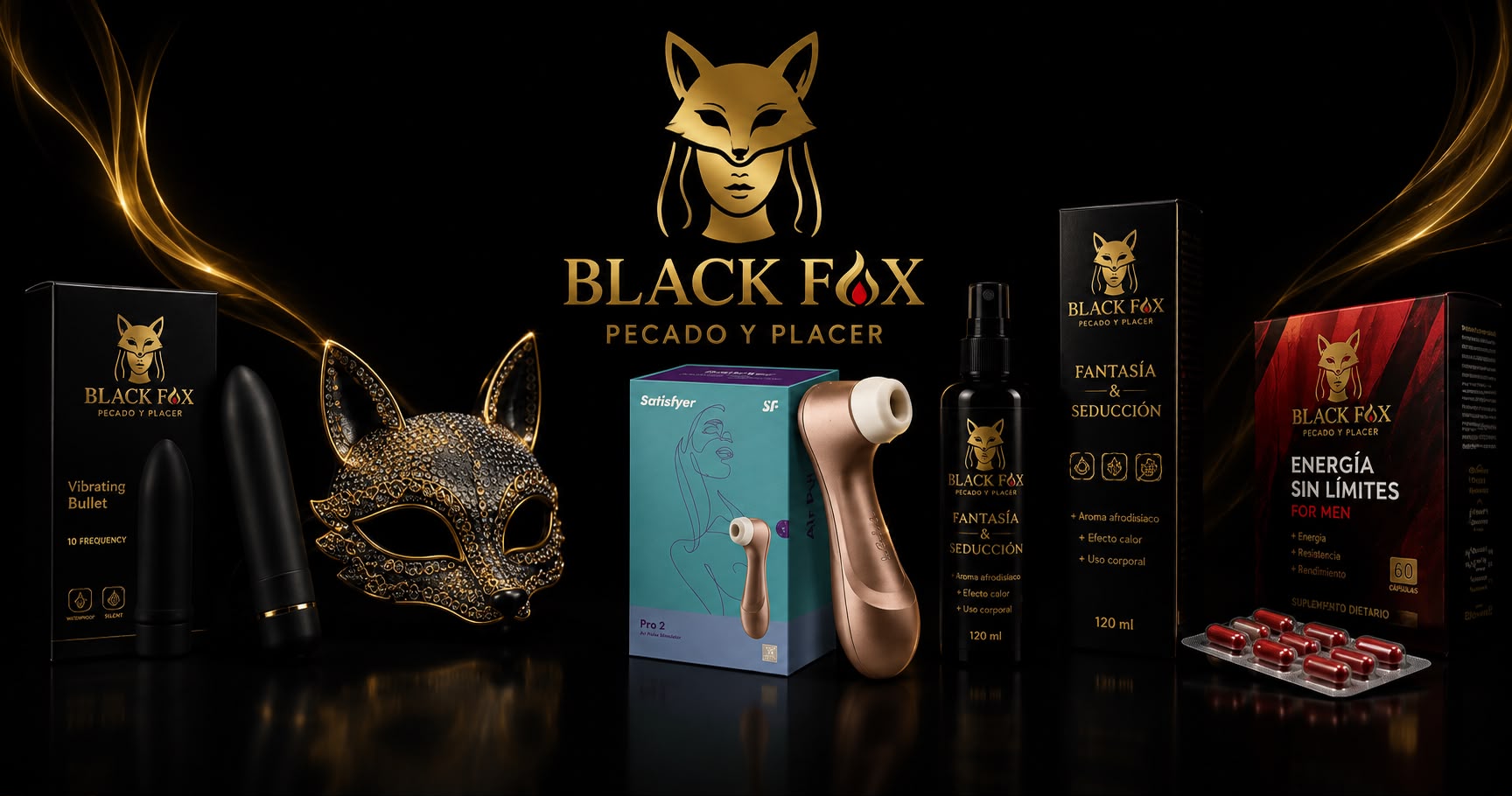 Black Fox — Pecado y placer: seleccion de juguetes, mascaras y esencias