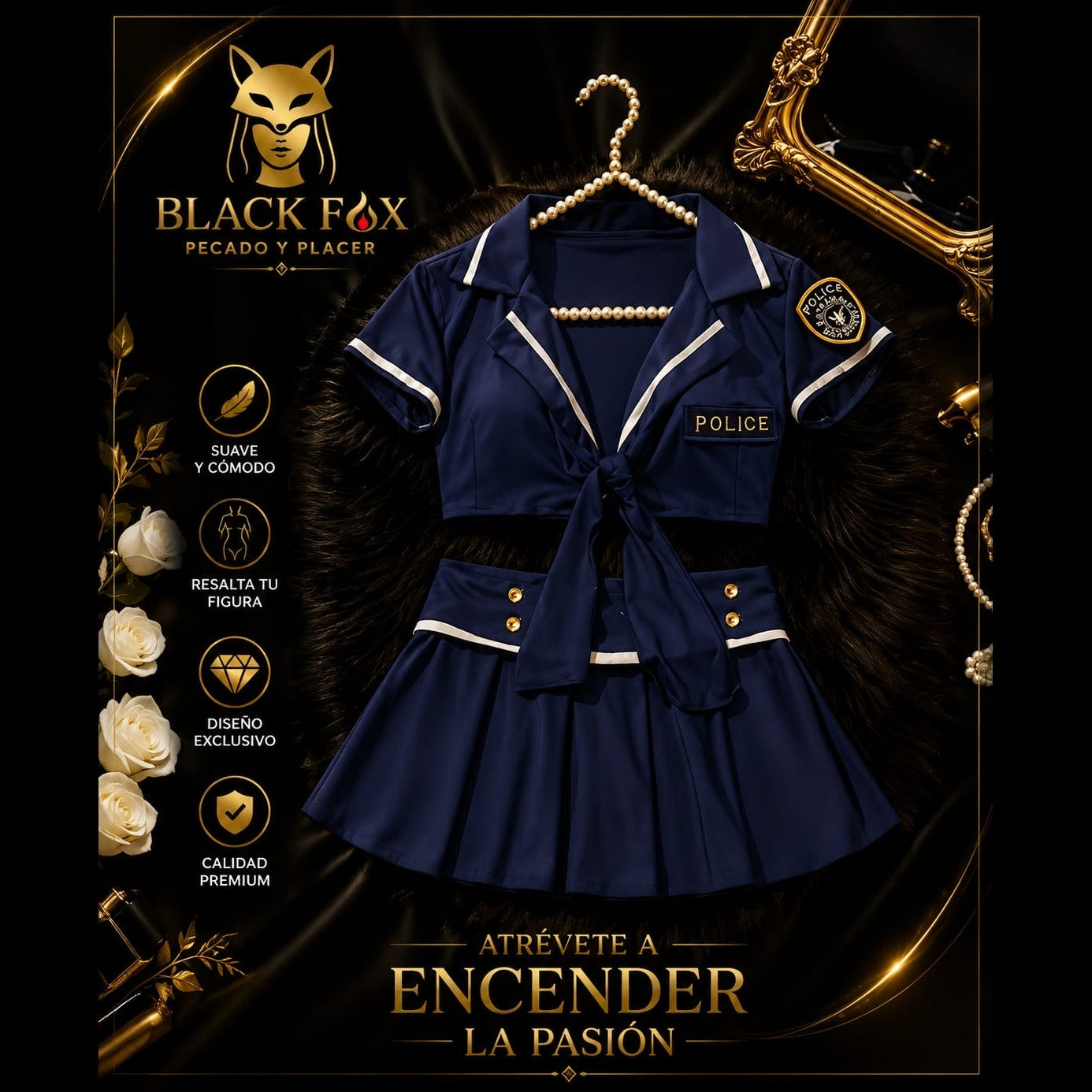 Disfraz de policía azul — Black Fox