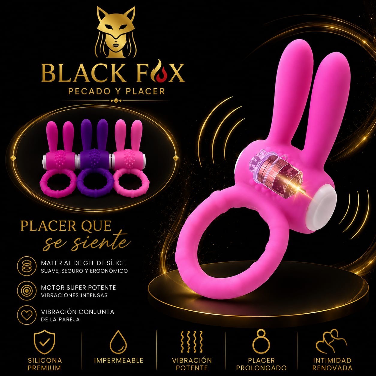 Anillo vibrador conejo — Black Fox