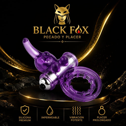 Anillo vibrador doble con estimulador — Black Fox