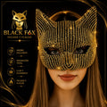Máscara gato de cristales dorada Black Fox