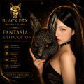 Máscara felina nocturna negra con destellos dorados Black Fox
