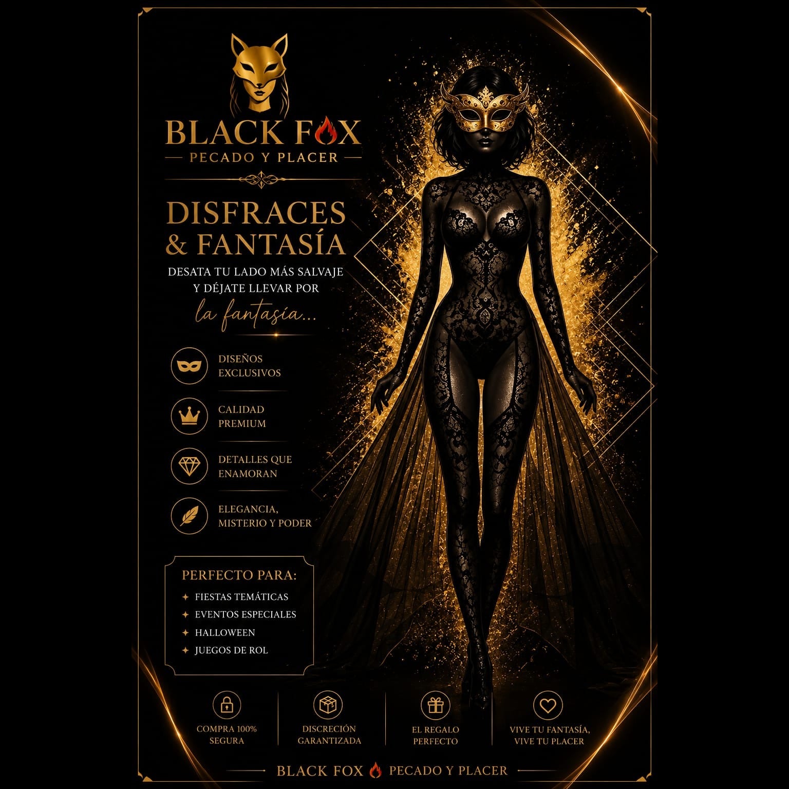 Bodysuit de encaje negro con velo — Black Fox